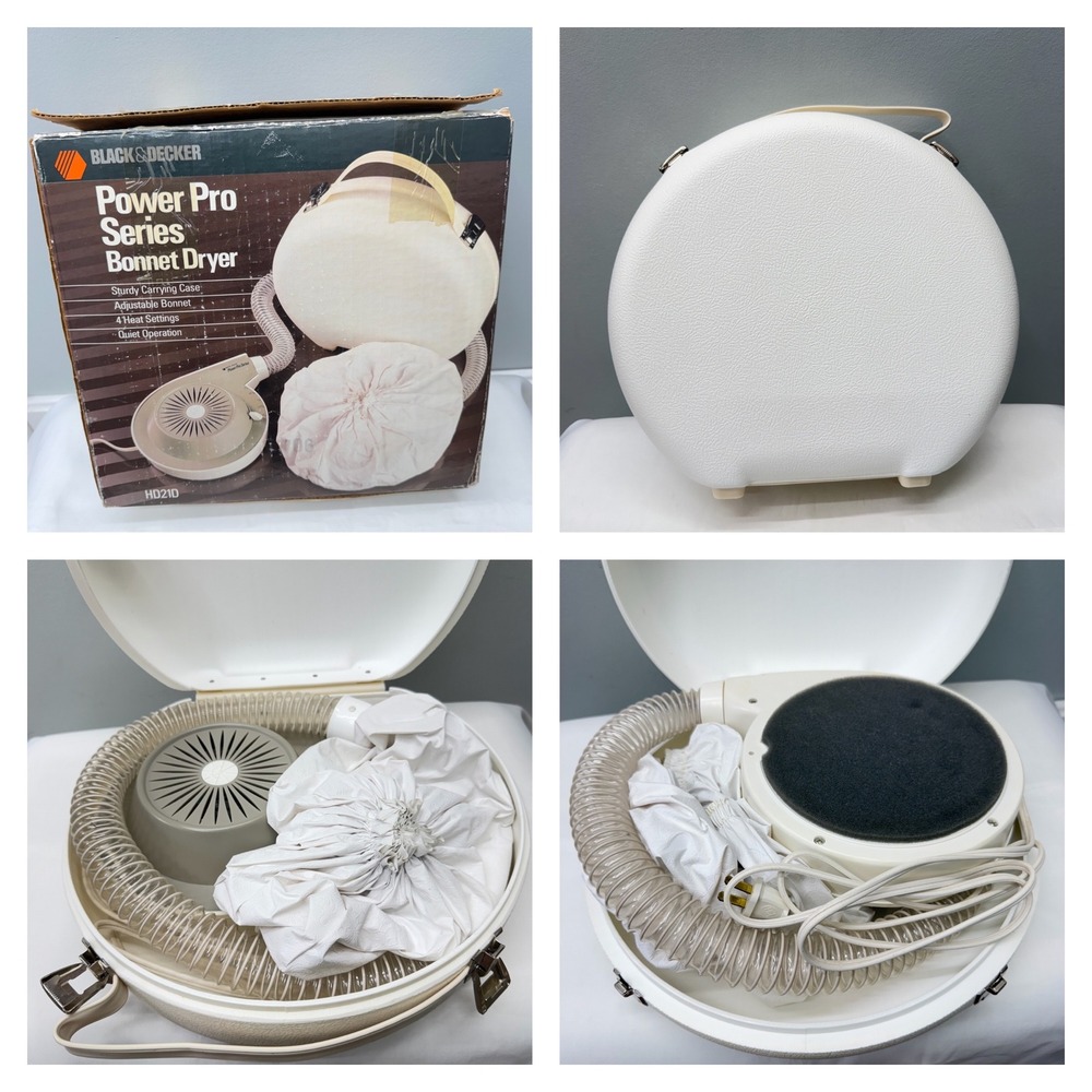 Black and Decker Power Pro Portable Hair Bonnet Dryer HD21D Vintage White‎